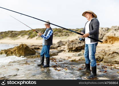 Picture of fisherman . Picture of fishermen fishing with rods