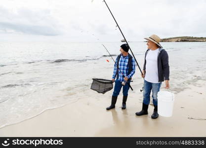 Picture of fisherman . Picture of fishermen fishing with rods