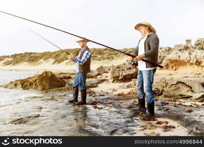 Picture of fisherman . Picture of fishermen fishing with rods