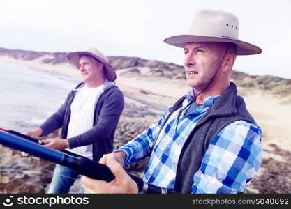 Picture of fisherman . Picture of fishermen fishing with rods