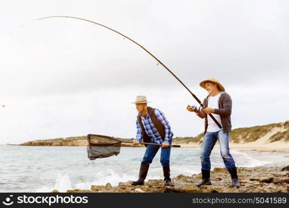 Picture of fisherman . Picture of fishermen fishing with rods