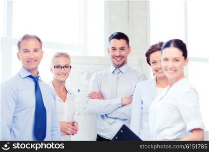 picture of friendly business team in office. friendly business team in office