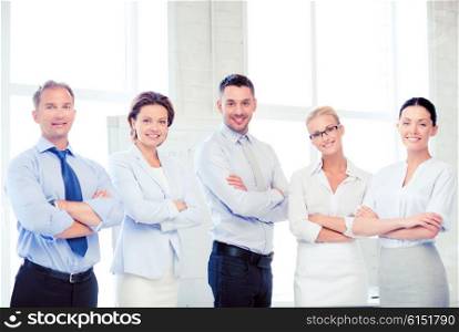 picture of friendly business team in office. friendly business team in office