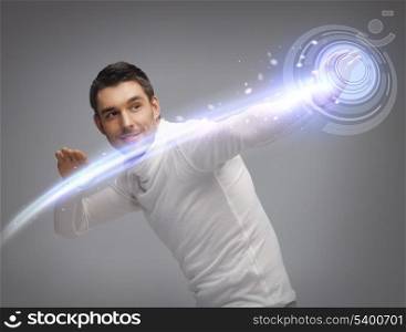 picture of futuristic man working with virtual screen