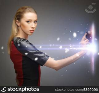 picture of futuristic woman with access card