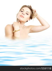 picture of golden bracelet girl standing in water