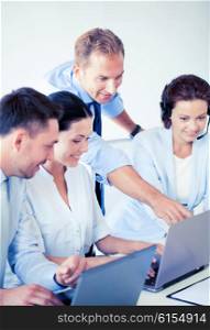 picture of group of people working in call center or office. group of people working in call center