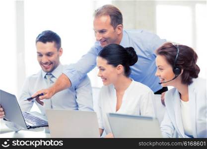 picture of group of people working in call center or office. group of people working in call center
