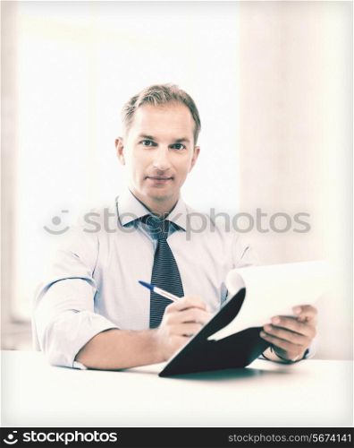 picture of handsome businessman taking employment inteview