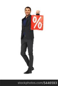 picture of handsome man in suit with percent sign.