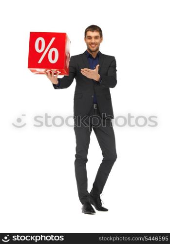 picture of handsome man in suit with percent sign.