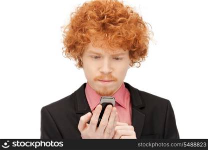 picture of handsome man with cell phone