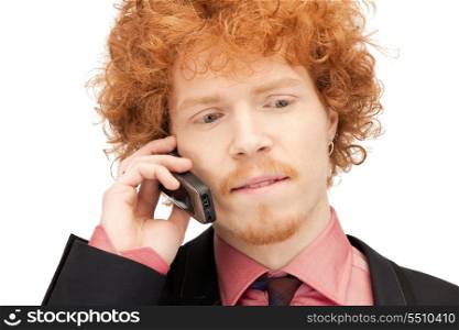 picture of handsome man with cell phone