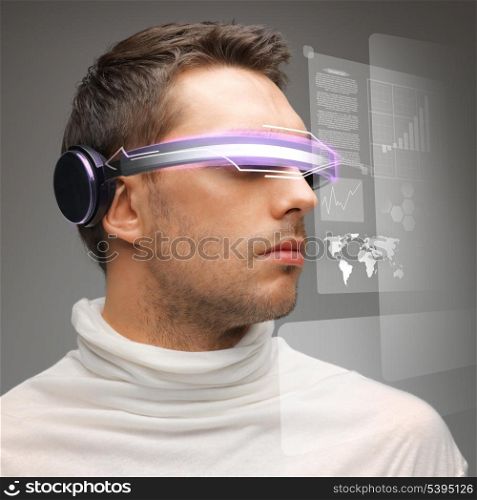 picture of handsome man with digital glasses