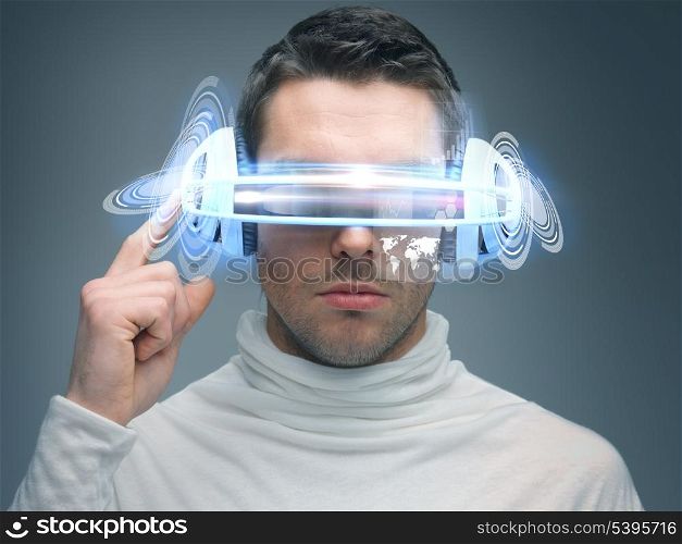 picture of handsome man with digital glasses