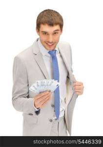 picture of handsome man with euro cash money