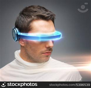 picture of handsome man with futuristic glasses