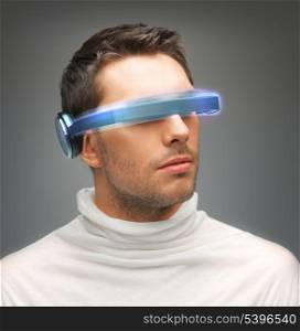 picture of handsome man with futuristic glasses