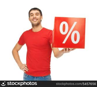 picture of handsome man with percent sign
