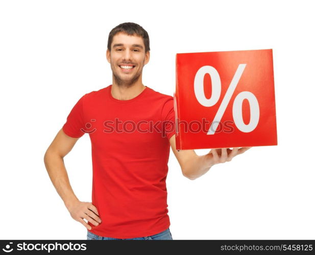 picture of handsome man with percent sign