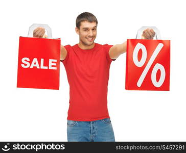 picture of handsome man with shopping bags