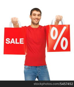 picture of handsome man with shopping bags