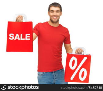 picture of handsome man with shopping bags