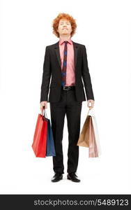 picture of handsome man with shopping bags