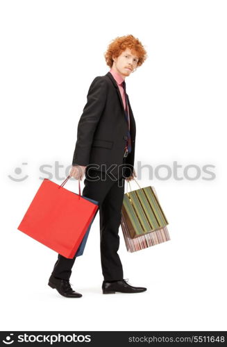 picture of handsome man with shopping bags