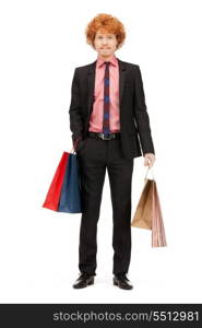 picture of handsome man with shopping bags