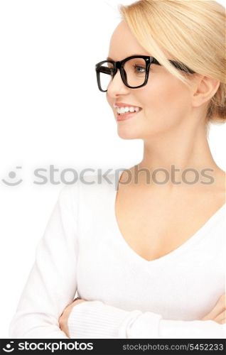 picture of happy and smiling woman in specs