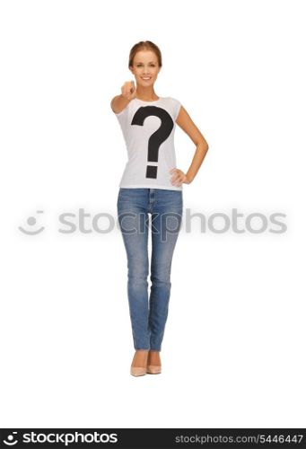 picture of happy and smiling woman pointing her finger