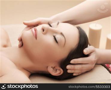 picture of happy beautiful woman in massage salon