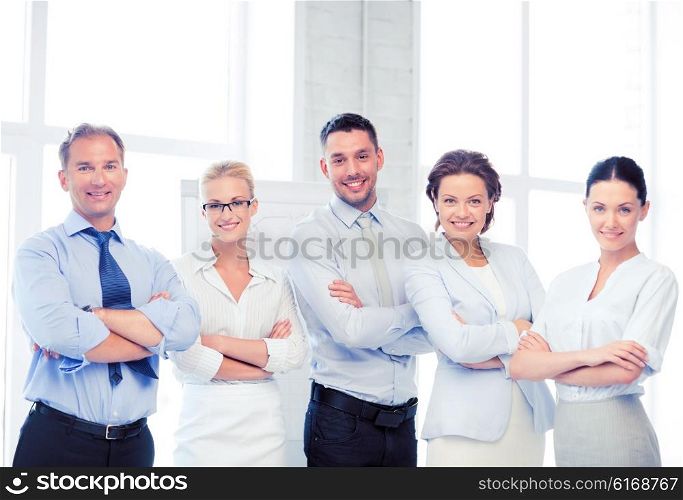 picture of happy business team in office. happy business team in office