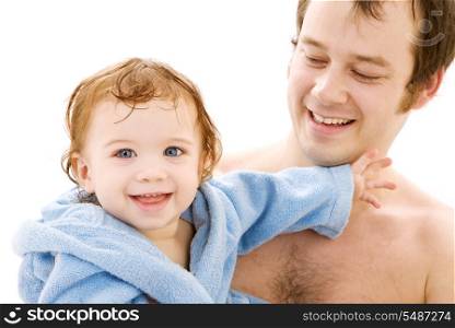 picture of happy father with baby boy (focus on baby)