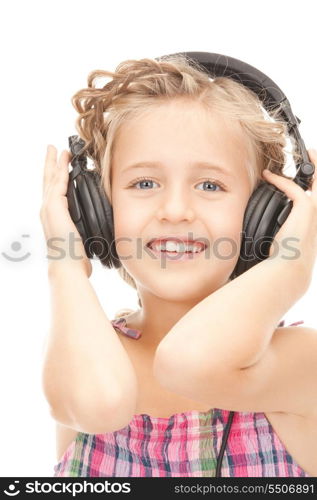 picture of happy girl in big headphones&#xA;