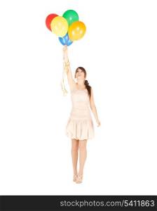 picture of happy girl with colorful balloons