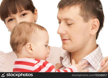 picture of happy mother and father with adorable baby