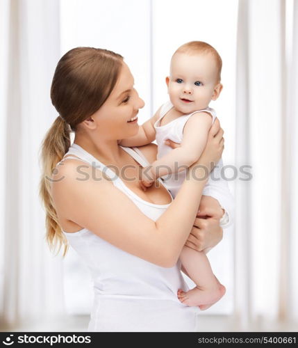 picture of happy mother with adorable baby