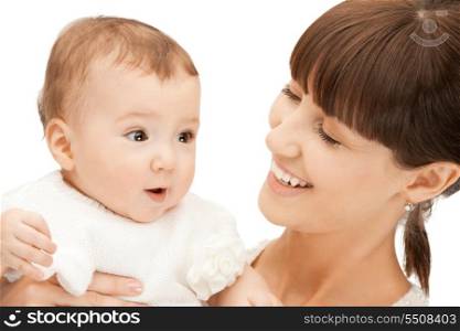 picture of happy mother with adorable baby (focus on child)