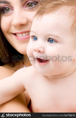 picture of happy mother with baby boy