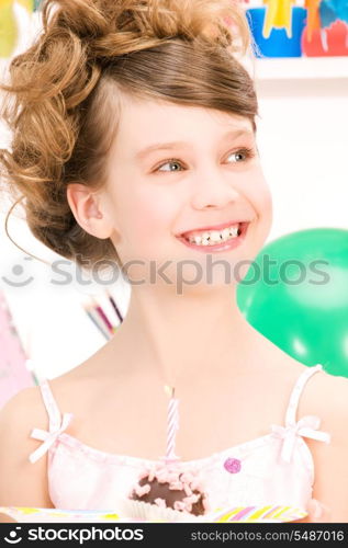 picture of happy party girl with cake