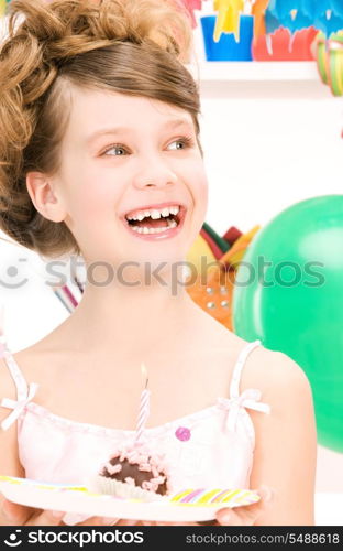 picture of happy party girl with cake