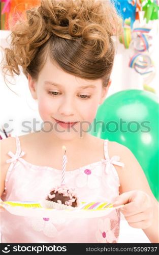 picture of happy party girl with cake