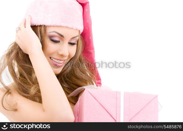 picture of happy santa helper with gift box