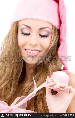 picture of happy santa helper with gift box