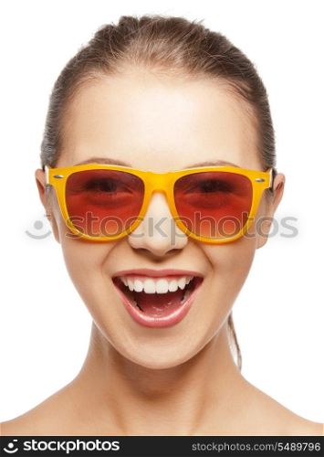 picture of happy screaming teenage girl in shades