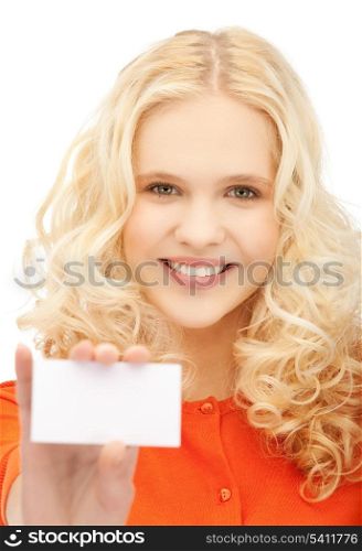 picture of happy smiling girl with blank paper