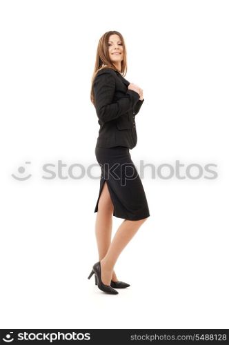 picture of happy successful businesswoman over white