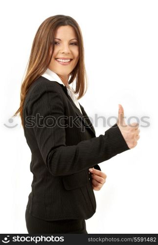 picture of happy successful businesswoman over white
